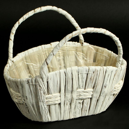 Rattan basket bleached