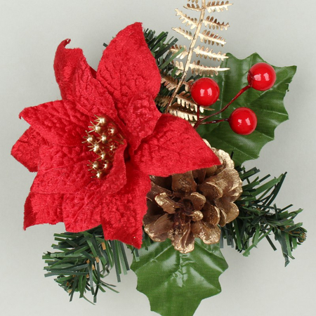 Centerpiece with poinsettia on pick