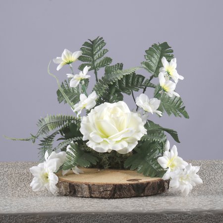 Flower arrangement - on a wood slice
