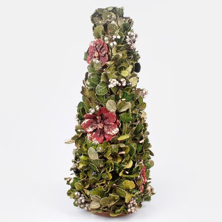 Tabletop laurel leaves christmas tree 47 cm with decorations and golden glitter
