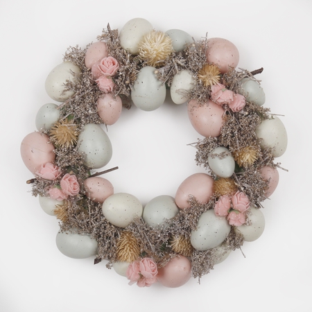 Wreath with eggs and dried plants