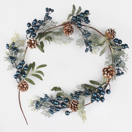 Garland with blueberries and cones