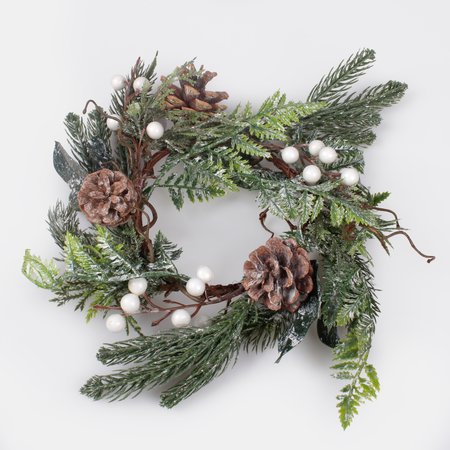 Coniferous wreath 23 cm with fern, balls and cones