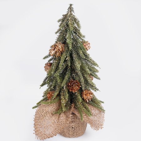 Tabletop christmas tree with cones in a jute  pot 28 cm