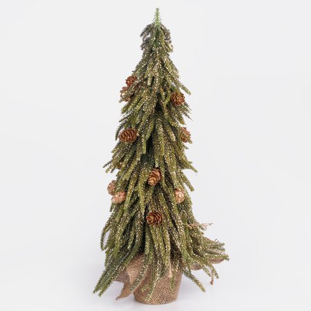 Tabletop christmas tree with cones in a jute  pot 49 cm