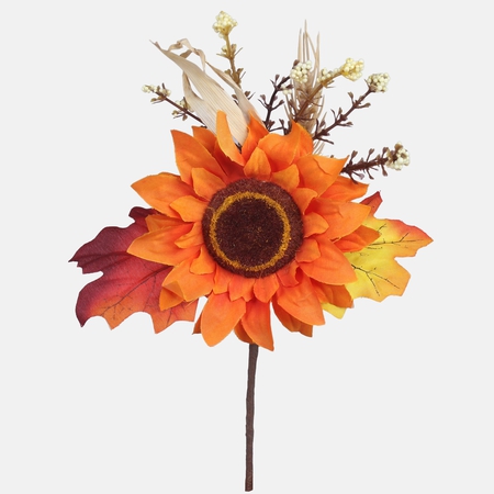Autumn twig with sunflower