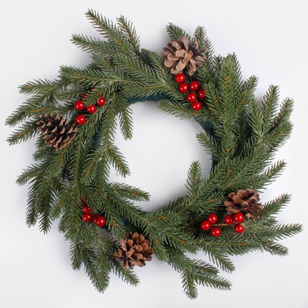 Spruce wreath with berries and cones 50 cm