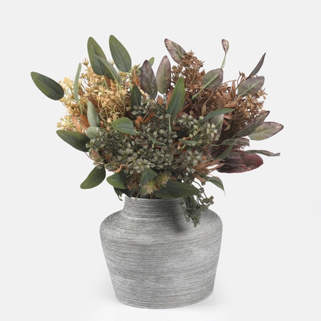 Bouquet with phloxes and decorative leaves