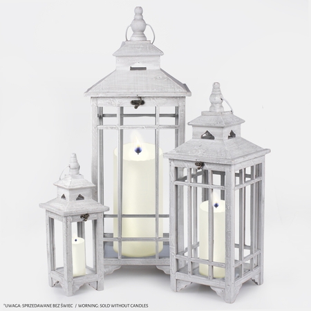 Wooden whitewashed lantern x 3